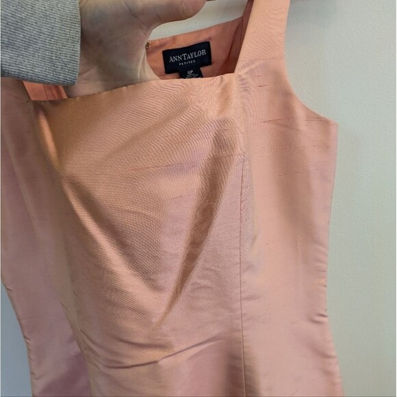 Vintage Y2K 2000s Ann Taylor 100% Silk Square Neck Sleeveless Sheath Dress 6P - Picture 4 of 9